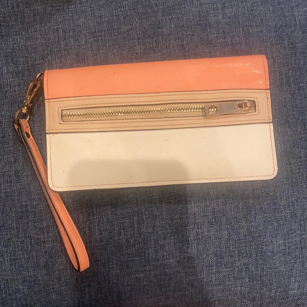 ALDO zipper pink and white leather wallet